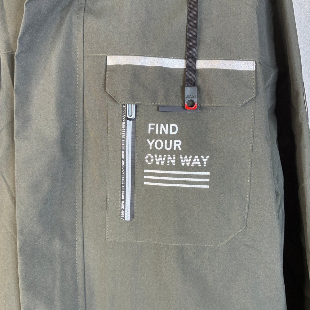 Loveoilife LDTNOR Olive Green Hooded Field Jacket Plaid Lining XXL Reflective - Picture 12 of 16